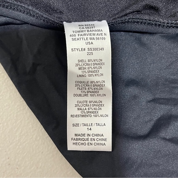 Tommy Bahama Pearl Clara Wrap One Piece Swimsuit Black Size 14 Tummy Control - Picture 9 of 10